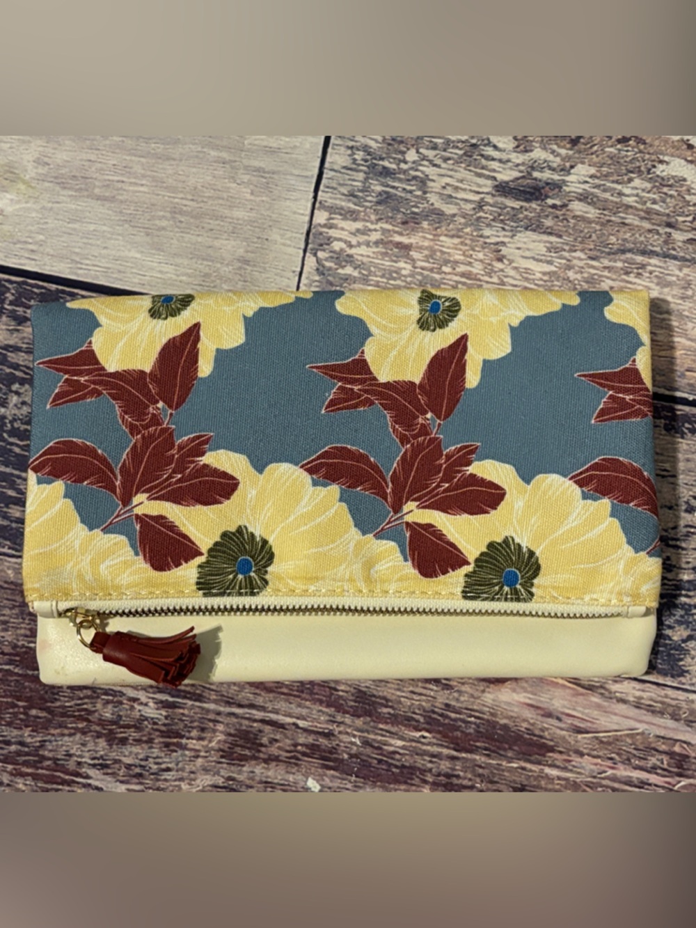 Rachel Pally Floral Zip Wristlet Clutch in Yellow, Blue & Burgundy